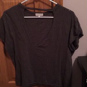 Green Holey V-neck T shirt